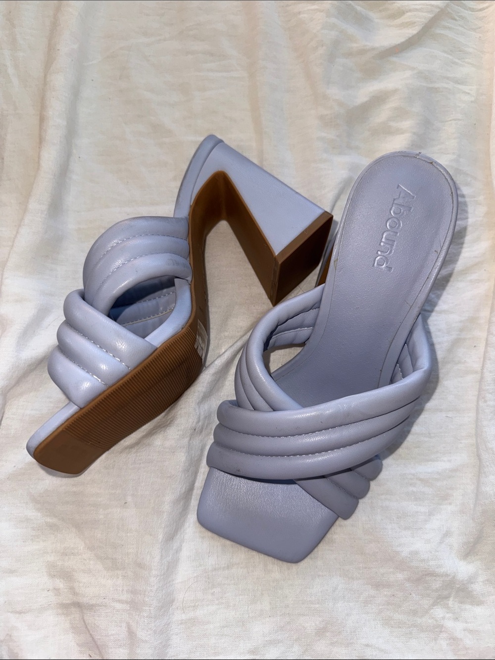 NWOT Abound Powder Blue Quilted Block Open Toe‎ Heel Mules Size 6